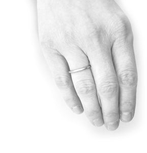 Contemporary, bespoke and modern delicate silver ring, matt brushed finish. Perfect for stacking or wedding ring. Handmade by Sue Lane in Herefordshire, UK