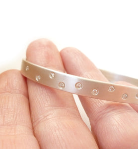 Silver and diamond bangle - unique, modern and bespoke