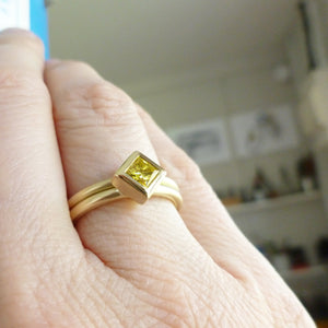 square yellow diamond staking ring