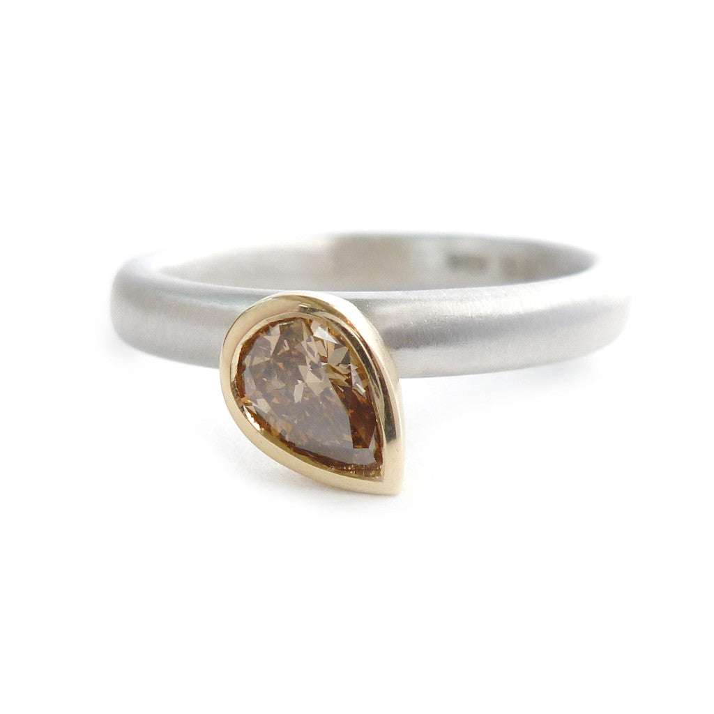 modern simple cognac diamond engagement ring by designer Sue Lane