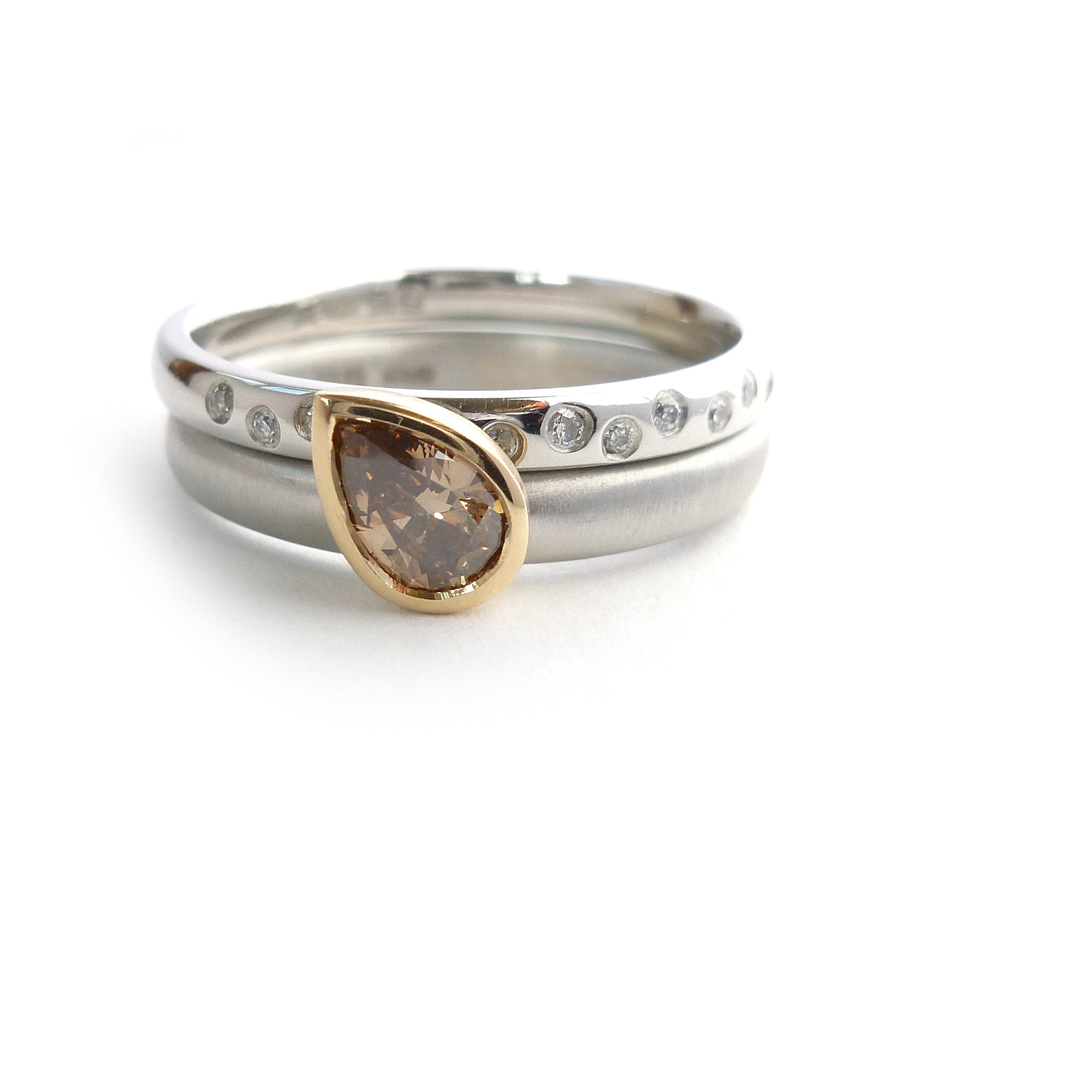 modern simple cognac diamond engagement ring by designer Sue Lane