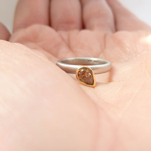 modern simple cognac diamond engagement ring by designer Sue Lane