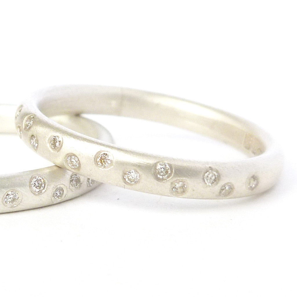 matt silver and diamond eternity ring 