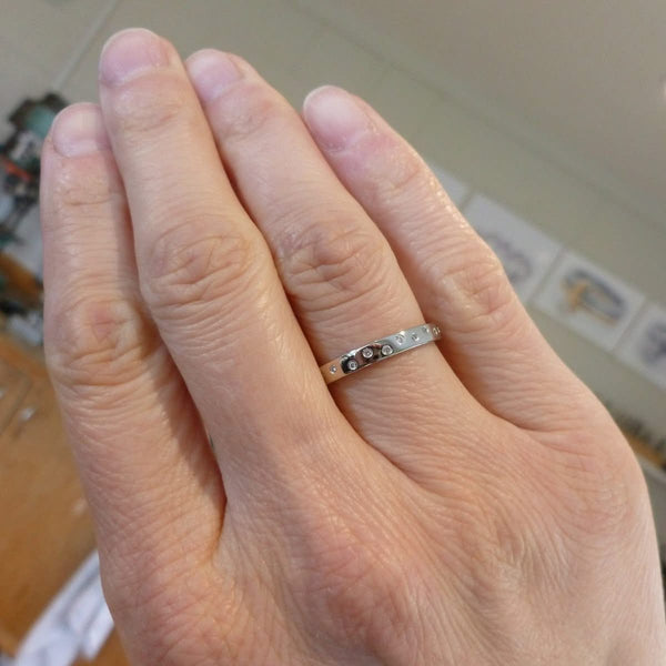 Contemporary platinum eternity ring, bespoke jewellery by Sue Lane