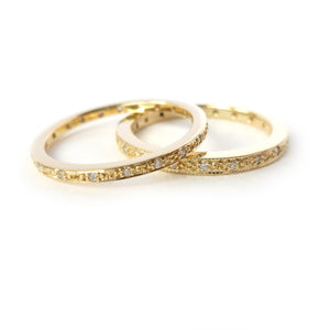 modern gold and pave diamond eternity ring made by designer maker sue lane UK