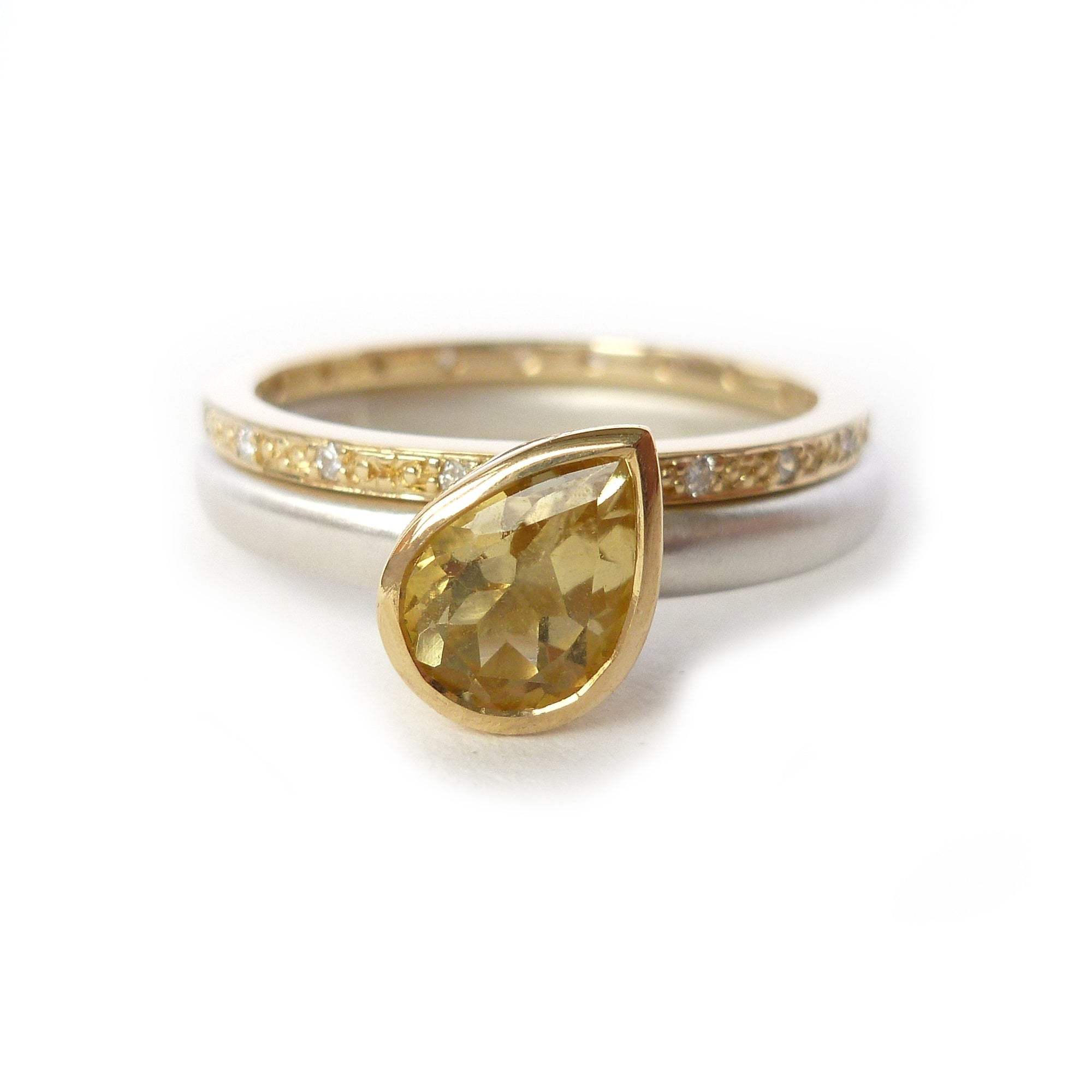 Silver, 18ct gold and yellow sapphire ring