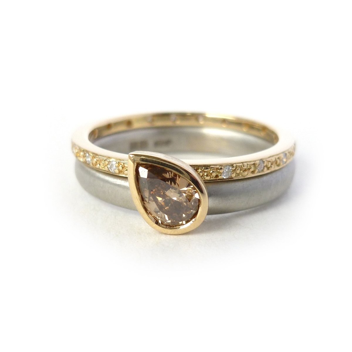 Platinum and Cognac Diamond Ring