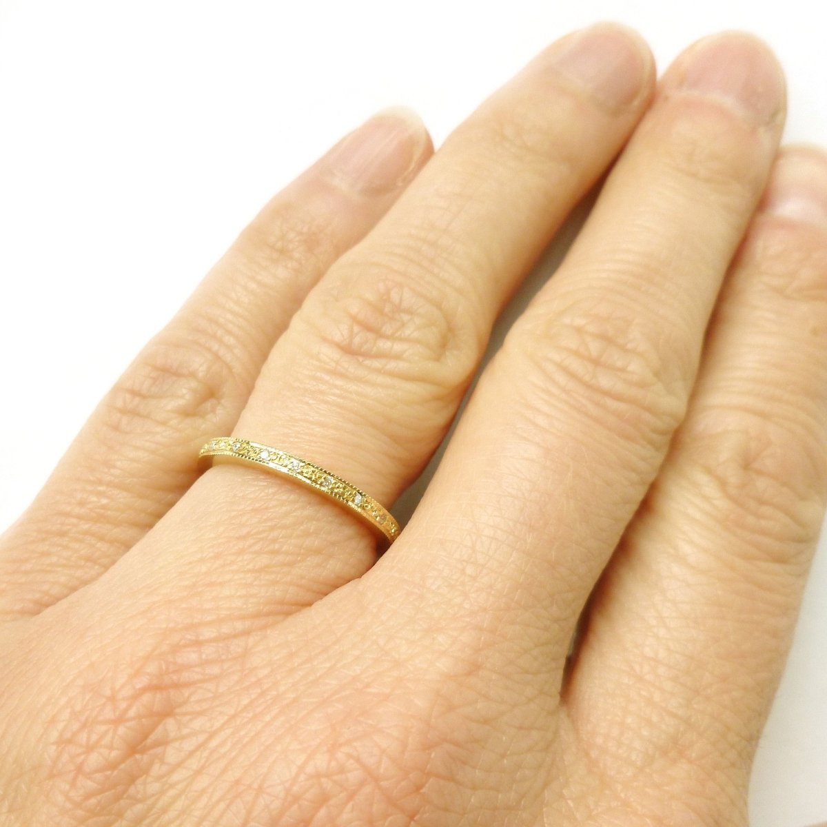 18ct gold and pave set diamond classic eternity ring