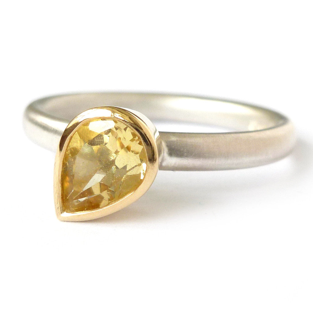 handmade modern yellow sapphire ring, by Uk designer and maker