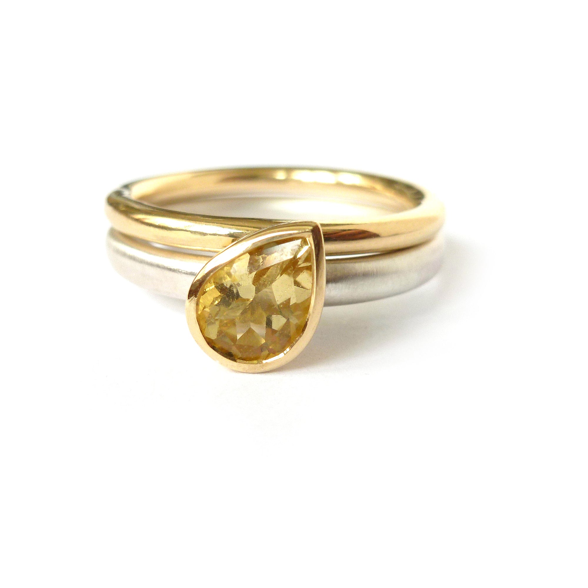 handmade modern yellow sapphire ring, by Uk designer and maker