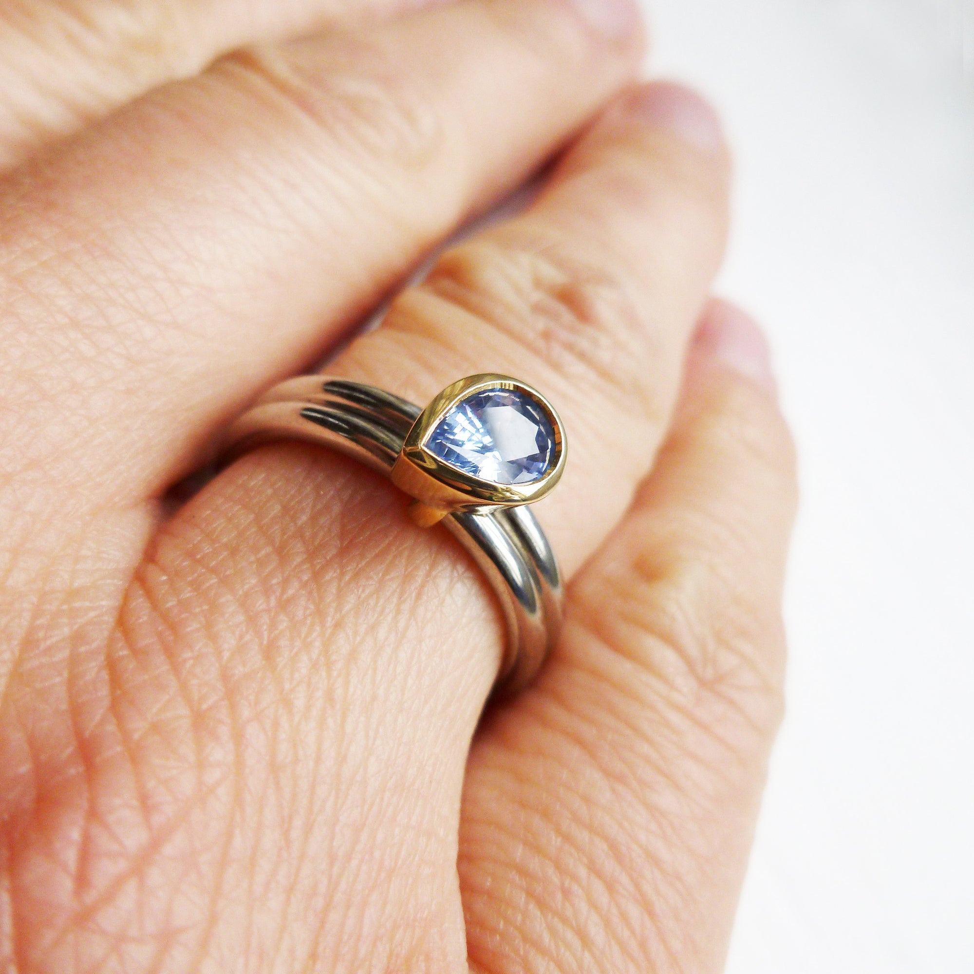 Modern, contemporary alternative platinum engagement ring