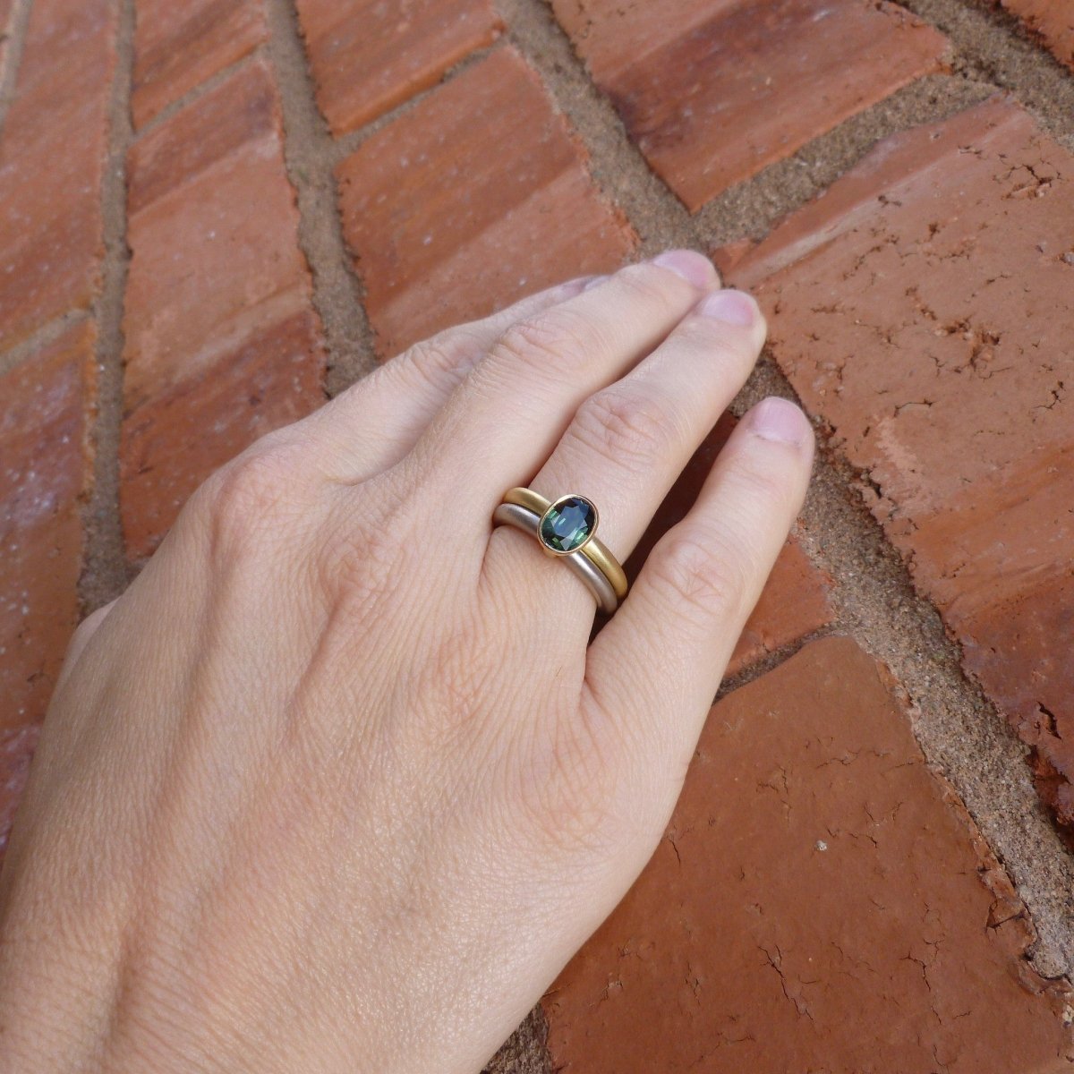 green sapphire gold ring