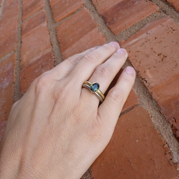 green sapphire gold ring