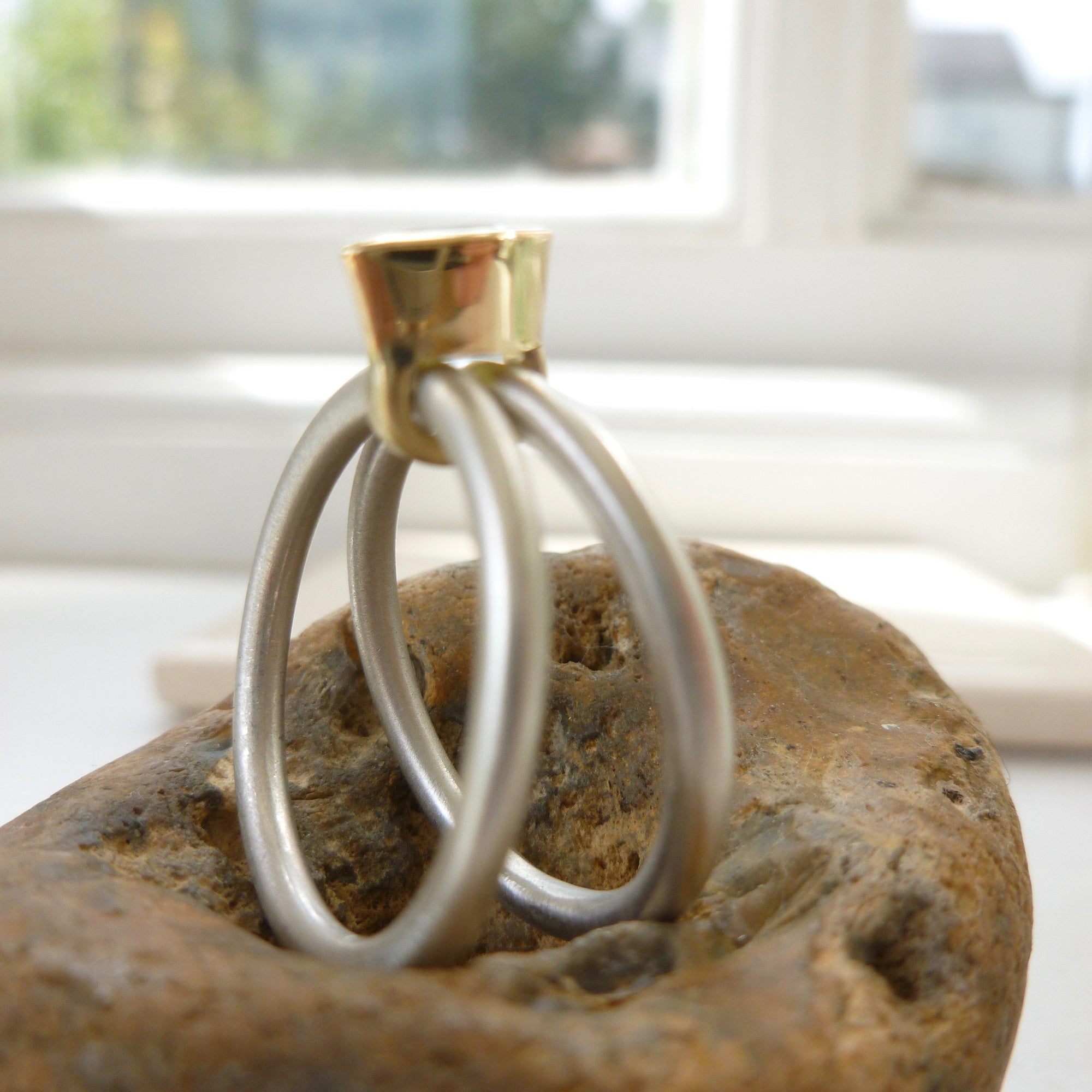 Simple gold and silver handmade ring