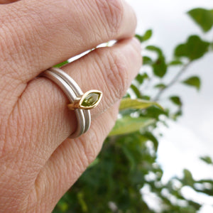 leaf shape stone ring 