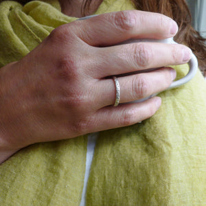 brushed silver and diamond ring 