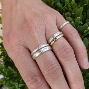 Unusual, unique, bespoke and modern silver and 12 diamond dress ring, wedding ring, eternity ring, engagement brushed finish. Handmade by Sue Lane Jewellery UK