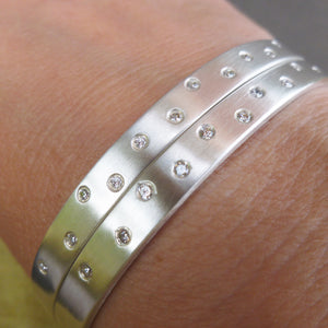 Silver and diamond bangle - unique, modern and bespoke