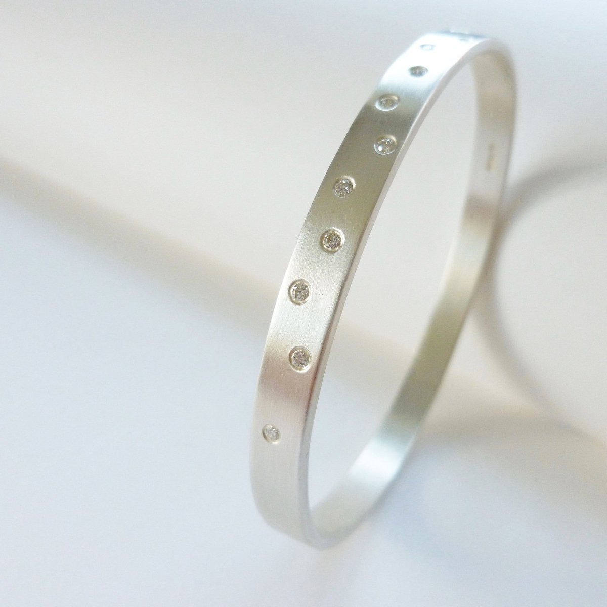 Silver and diamond bangle - unique, modern and bespoke