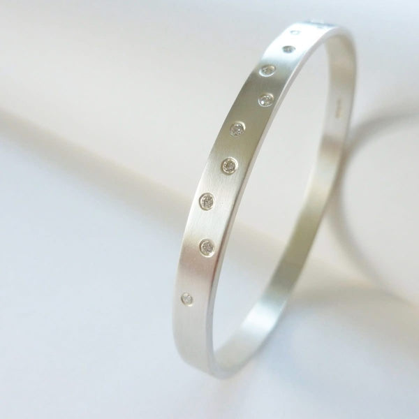 Silver and diamond bangle - unique, modern and bespoke