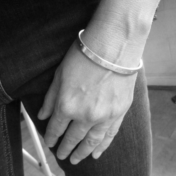 Silver and diamond bangle - unique, modern and bespoke