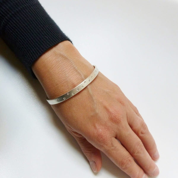 Silver and diamond bangle - unique, modern and bespoke