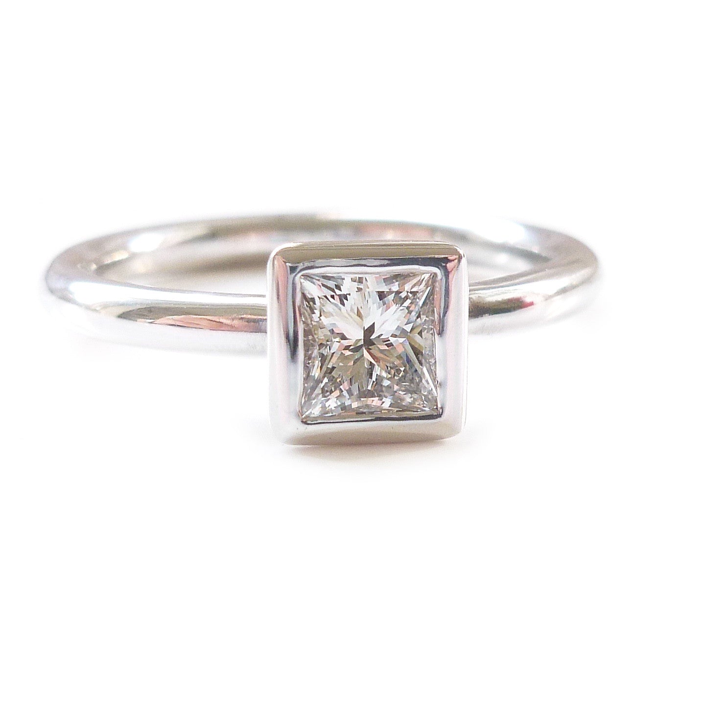 bespoke square diamond platinum ring 