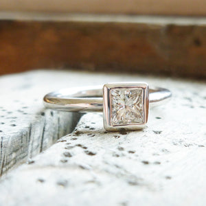 classic platinum square diamond ring