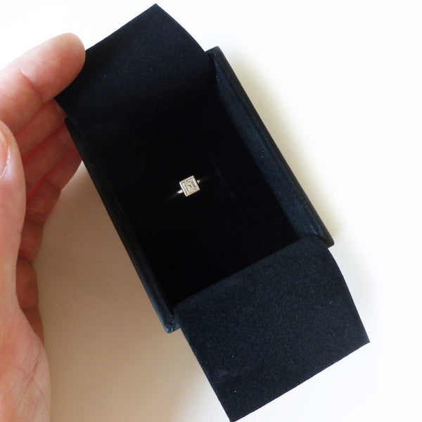 commission square diamond platinum ring