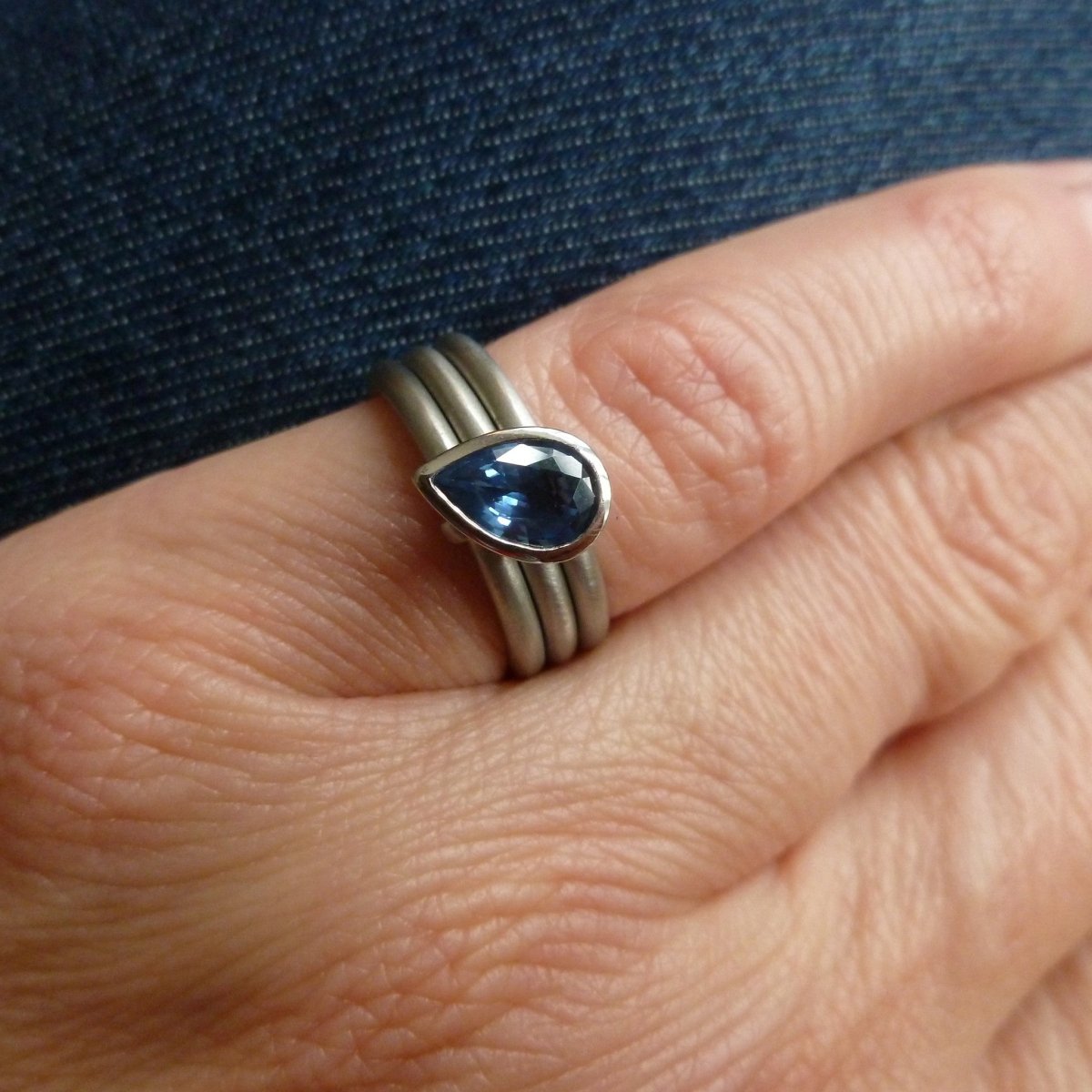Contemporary three band platinum ring. Multi band ring or interlocking ring, sometimes called triple band rings too.