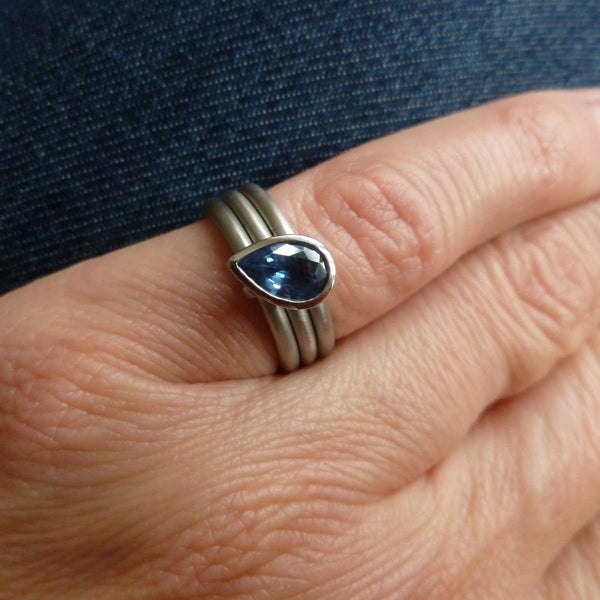 Contemporary three band platinum ring. Multi band ring or interlocking ring, sometimes called triple band rings too.