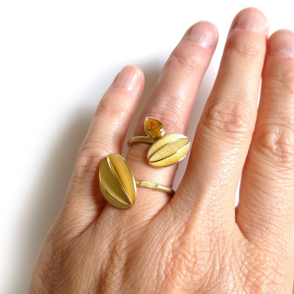 yellow sapphire stacking ring set, a statement dress ring by designer and maker in UK