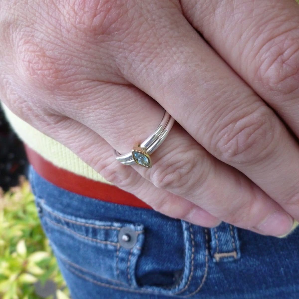 modern and classic silver engagement ring by designer and maker Sue Lane UK