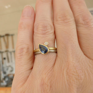 Modern unusual blue sapphire stacking ringset by Sue Lane and handmade in Herefordshire   Multi band ring or interlocking ring, sometimes called double band ring too.