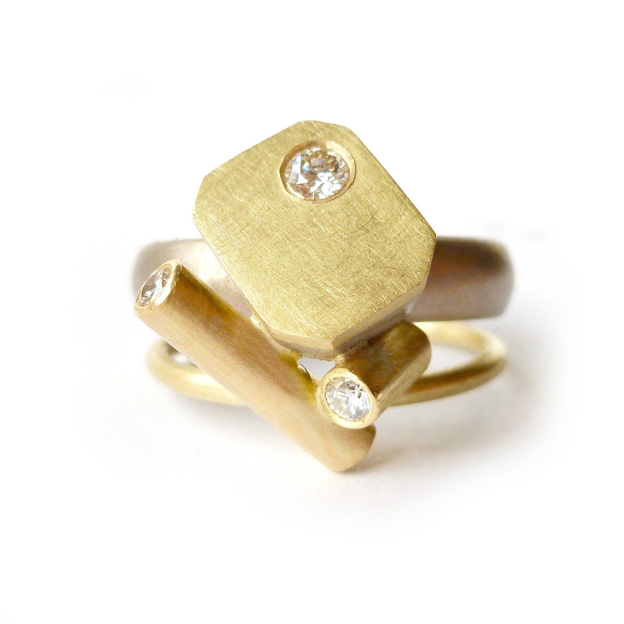 statement gold and diamond dress or cocktail ring 