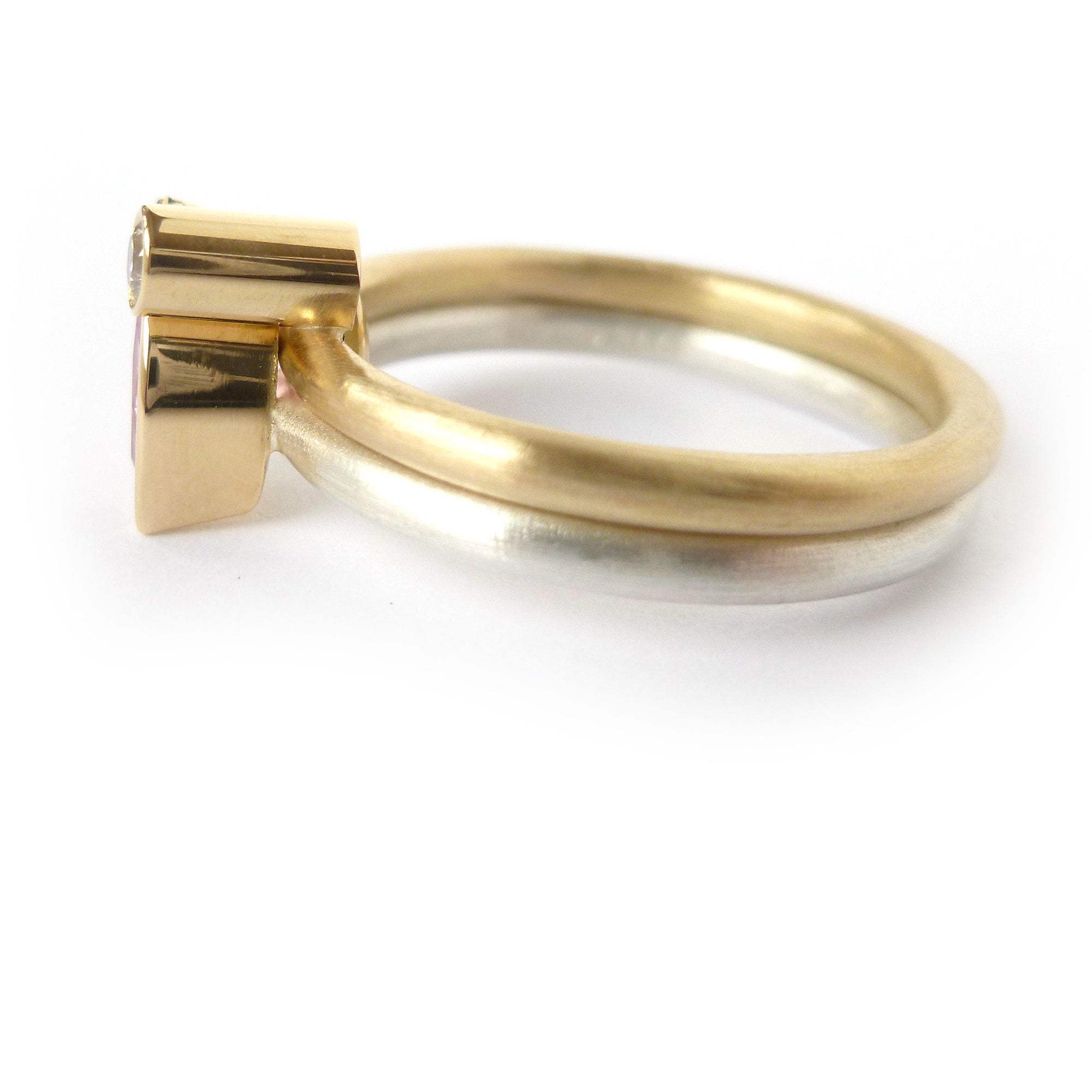 linked wedding ring and engagement ring by Sue Lane Contemporary Jewellery