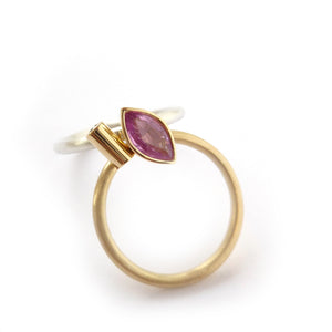 bespoke marquise sapphire and diamond ring by UK designer maker Sue Lane 