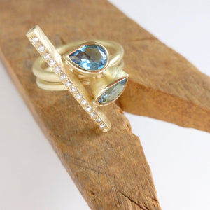 modern aquamarine and diamond dress ring