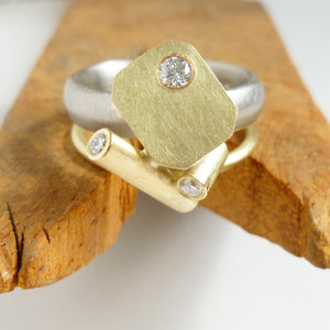 bespoke alternative chunky gold and diamond ring