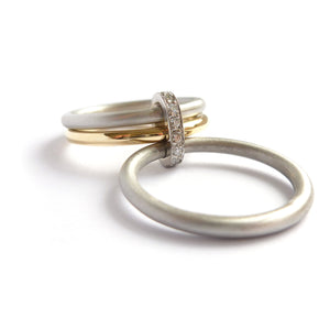 Handmade three band ring, perfect alternative wedding ring or modern engagement ring - gold and platinum