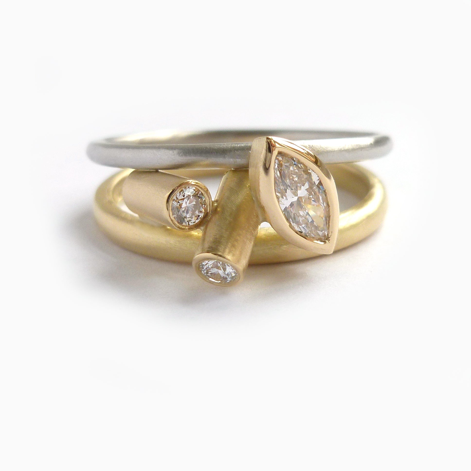 Unique alternative engagement and wedding ring by designer jewellery maker Sue Lane.