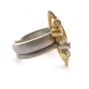 unique and bold platinum and diamond dress ring by Uk designer and maker Sue Lane 