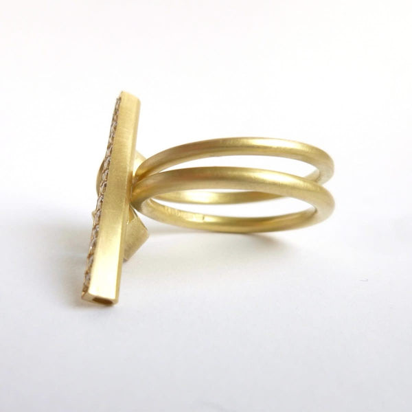 contemporary gold aquamarine and diamond dress ring by UK designer and maker Sue Lane