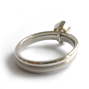 Bespoke platinum and emerald cut two band stacking diamond engagement  ring