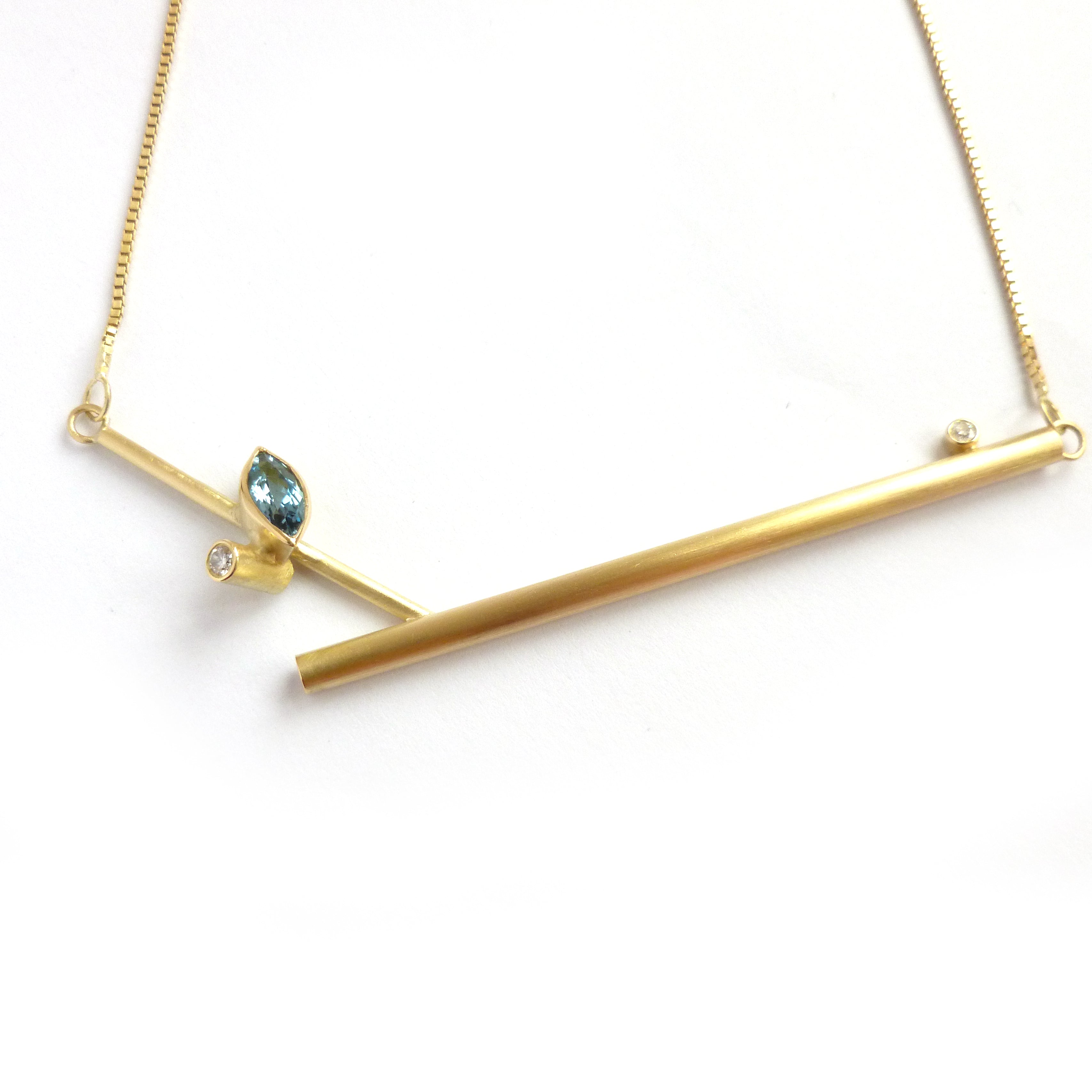 Contemporary, unique, bespoke and handmade 18ct yellow gold pendant