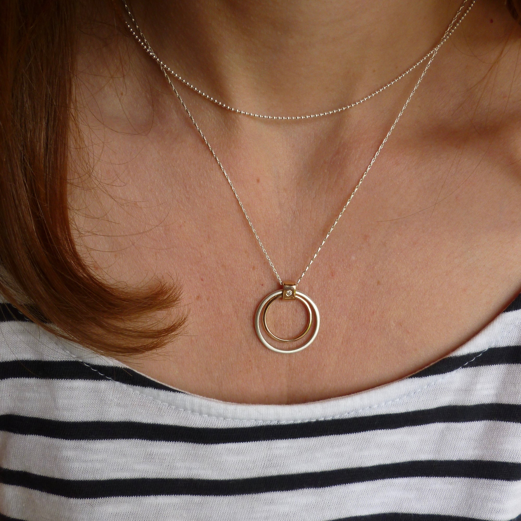  Contemporary unique bespoke handmade. Sterling silver and 18ct rose gold pendant.