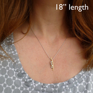 A unique modern 18ct yellow and white gold diamond pendant. Handmade, bespoke. Hereford. Herefordshire.