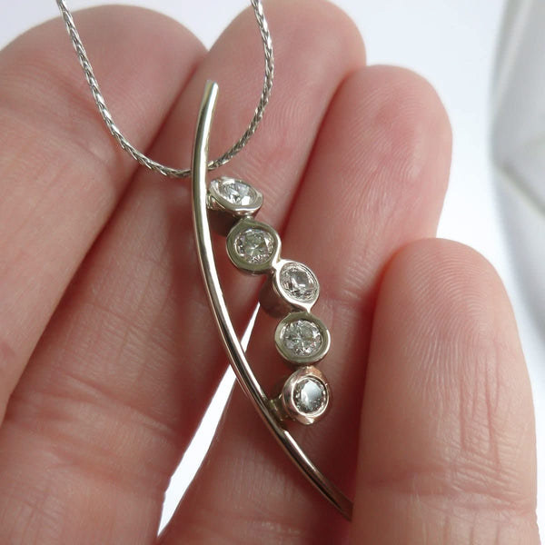Platinum necklace, pendant, with diamonds, contemporary, bespoke, modern and unique.