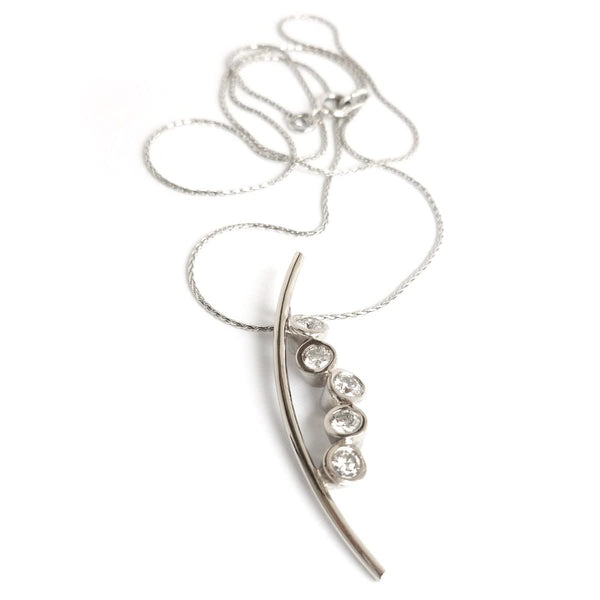 Platinum necklace, pendant, with diamonds, contemporary, bespoke, modern and unique.