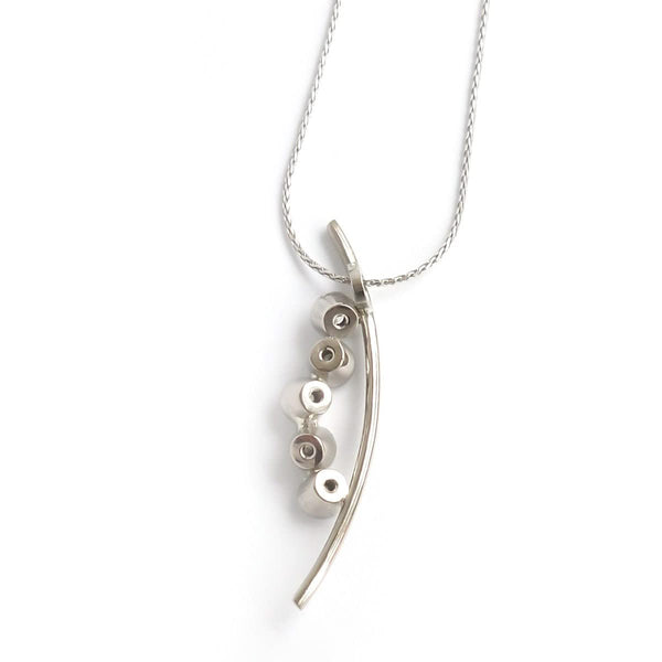 Platinum necklace, pendant, with diamonds, contemporary, bespoke, modern and unique.